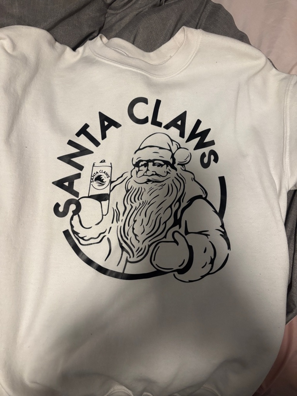 Santa Claws Graphic Sweatshirt - White with Black Print